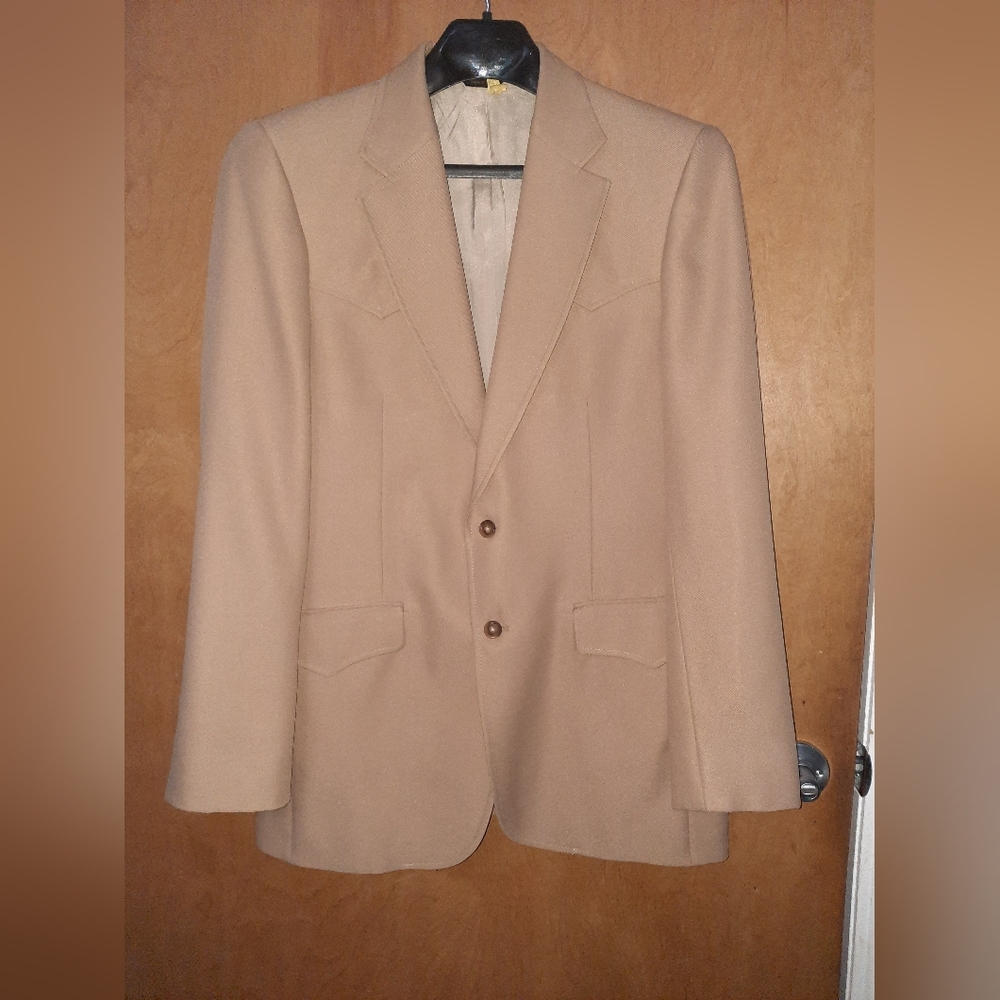 Sheplers The Plainsman Mens 40L Western Two Button Blazer Sport Coat Camel Tan